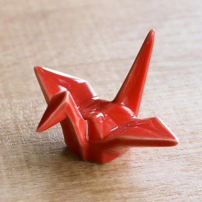 Hashioki evőpálca tartó porcelán piros daru