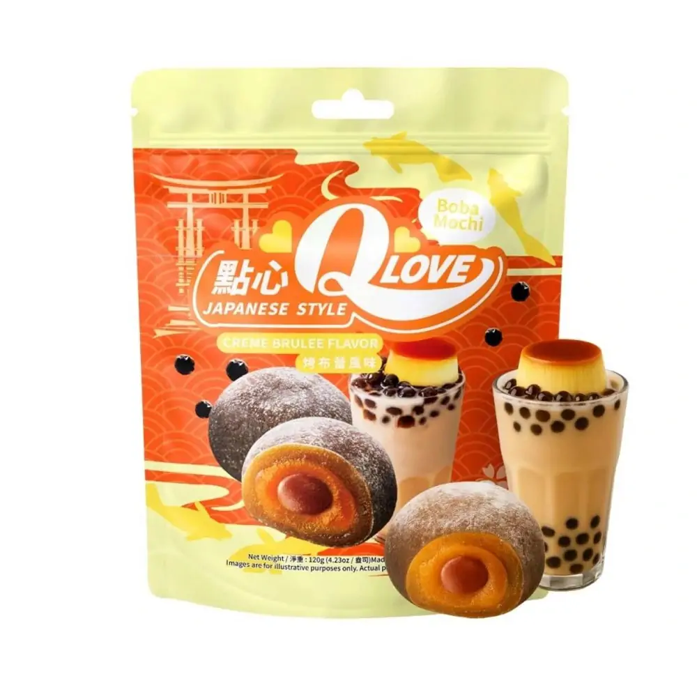 QLove Boba Creme Brulee Mochi Standing Pouch 120g QLove Boba Creme Brulee Mochi Standing Pouch 120g