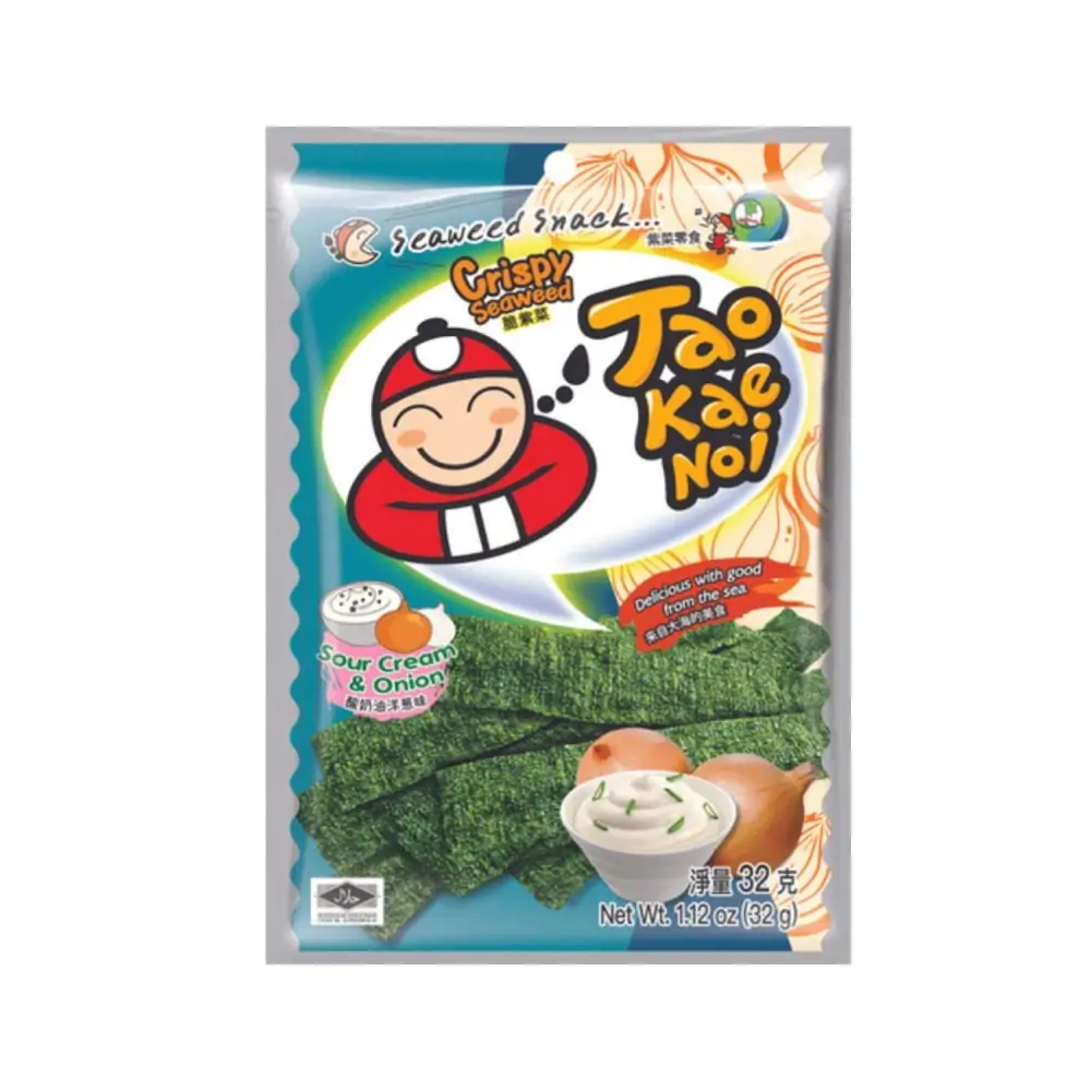 Tao Kae Noi Ropogós Tejfölös és Újhagymás Nori Snack 32g Tao Kae Noi Ropogós Tejfölös és Újhagymás Nori Snack 32g